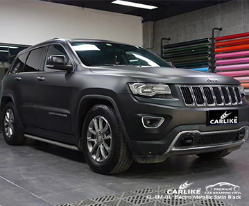 JEEP Delta Nijerya için CL-EM-01 elektro metalik saten siyah araba sarma vinil mat