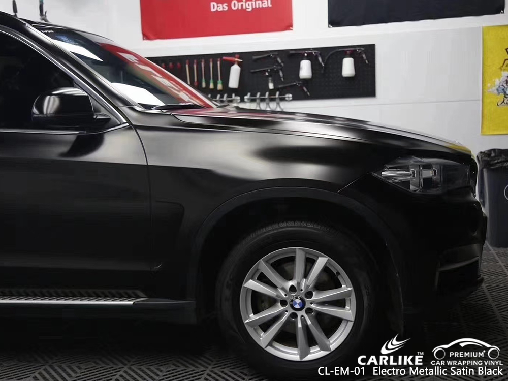 CL-EM-01 electro metallic satin black car wrapping foil for BMW Wales United Kingdom