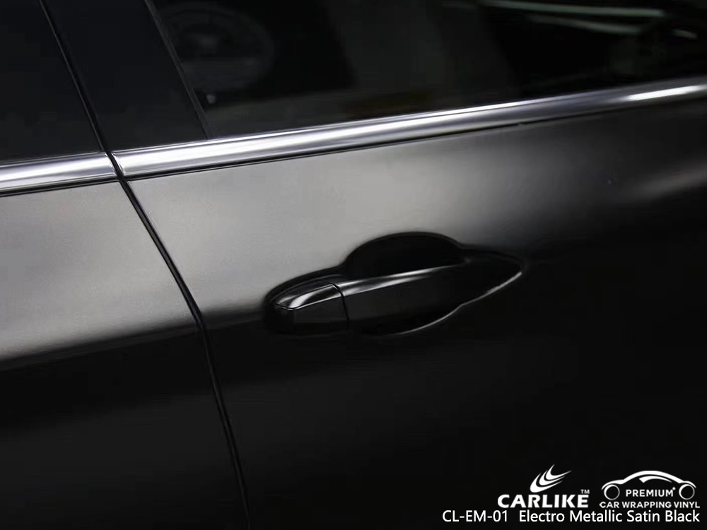 CL-EM-01 electro metallic satin black car wrapping foil for BMW Wales United Kingdom