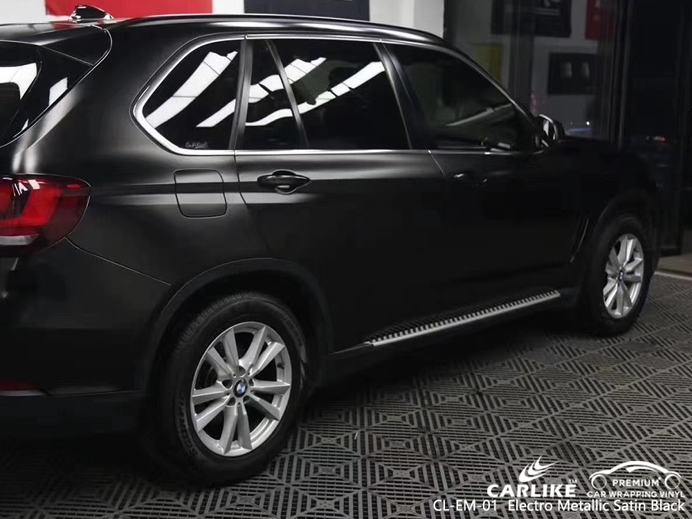 CL-EM-01 electro metallic satin black car wrapping foil for BMW Wales United Kingdom