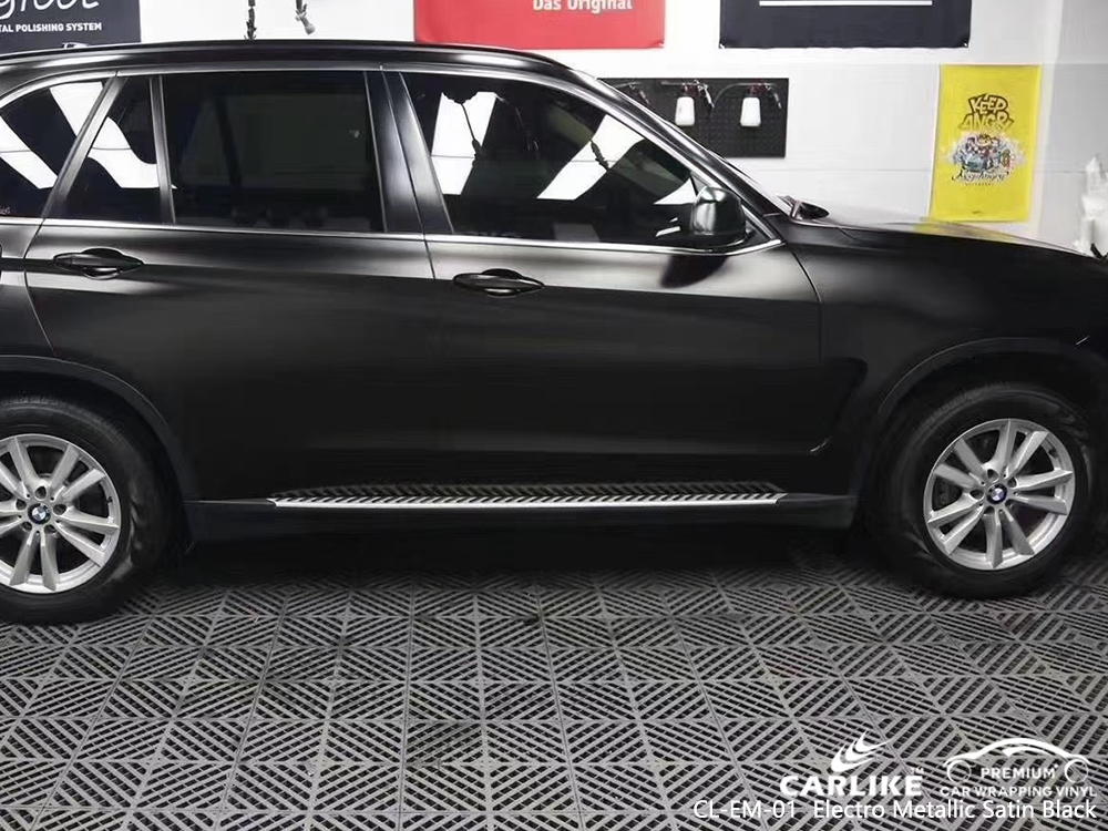 CL-EM-01 electro metallic satin black car wrapping foil for BMW Wales United Kingdom