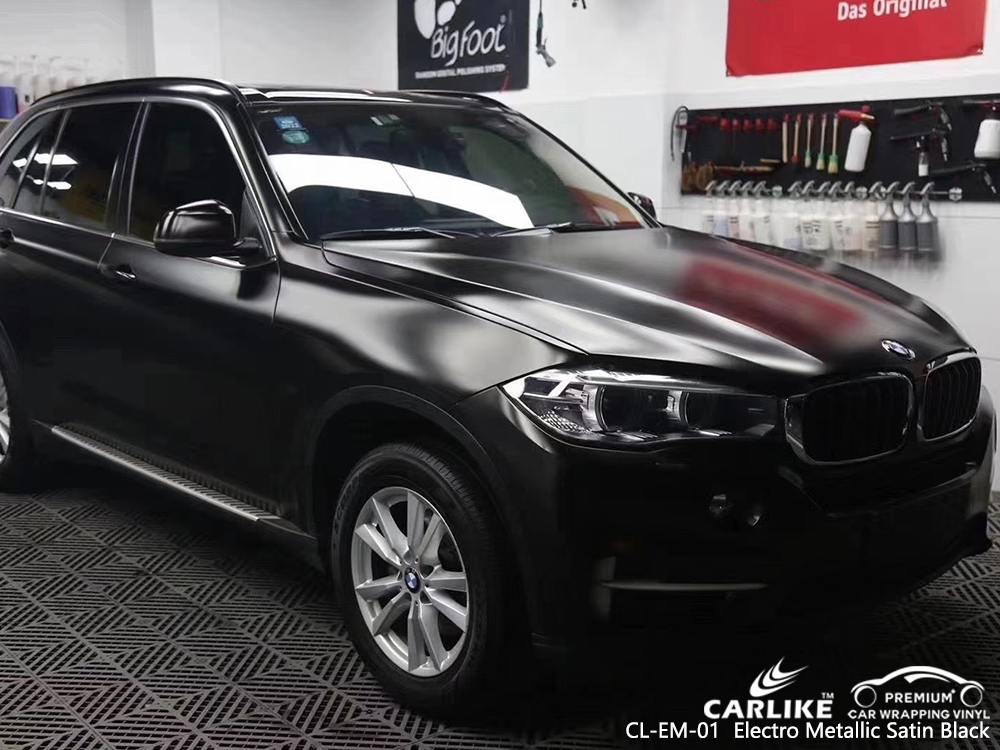 CL-EM-01 electro metallic satin black car wrapping foil for BMW Wales United Kingdom