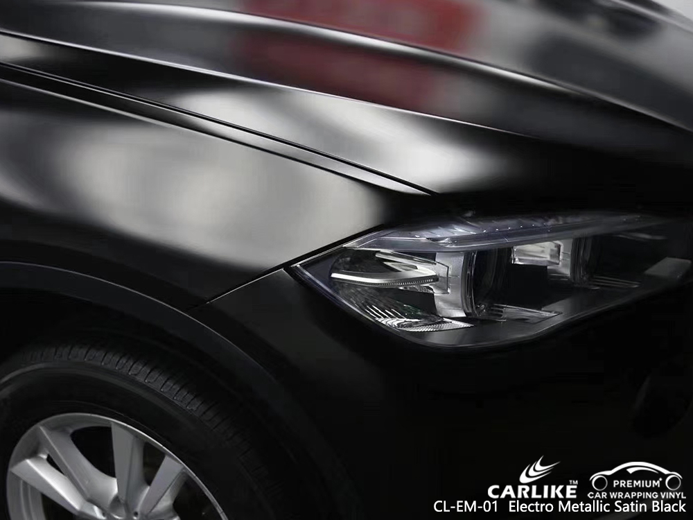 CL-EM-01 electro metallic satin black car wrapping foil for BMW Wales United Kingdom