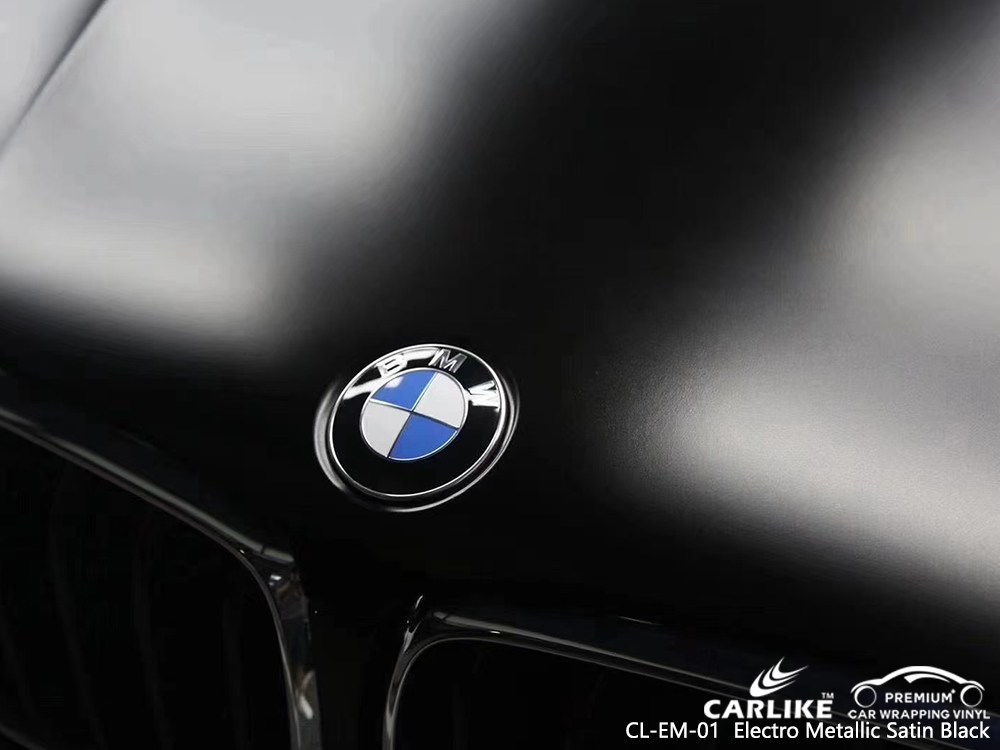 CL-EM-01 electro metallic satin black car wrapping foil for BMW Wales United Kingdom