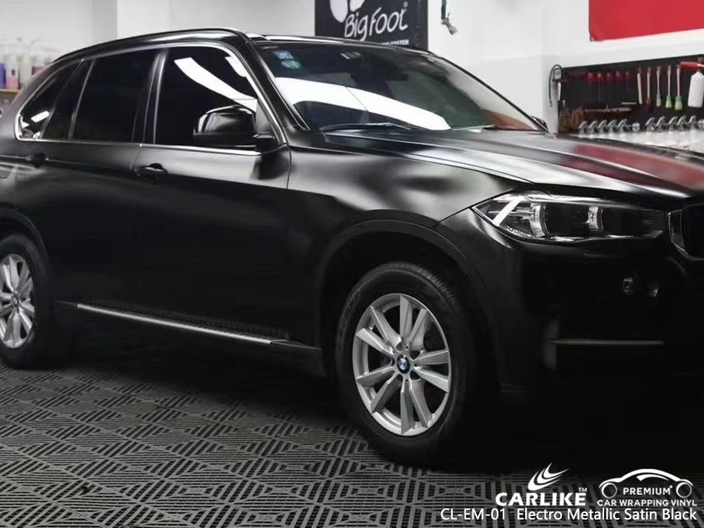 CL-EM-01 electro metallic satin black car wrapping foil for BMW Wales United Kingdom