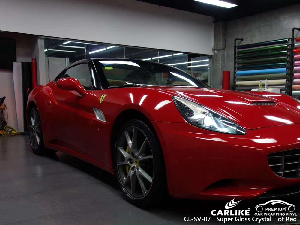 CL-SV-07 super gloss crystal hot red vinyl wrap for FERRARI Rio Grande do Sul Brazil