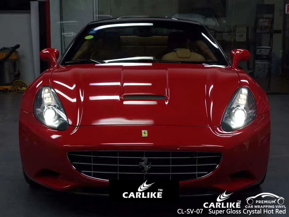 CL-SV-07 super gloss crystal hot red vinyl wrap for FERRARI Rio Grande do Sul Brazil