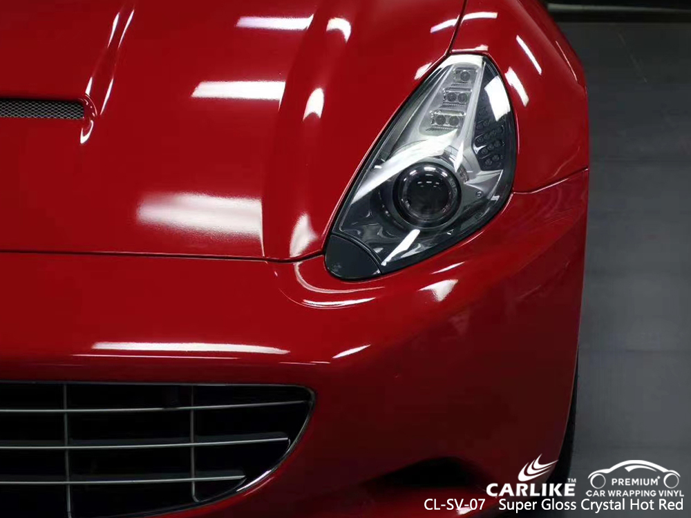 CL-SV-07 super gloss crystal hot red vinyl wrap for FERRARI Rio Grande do Sul Brazil