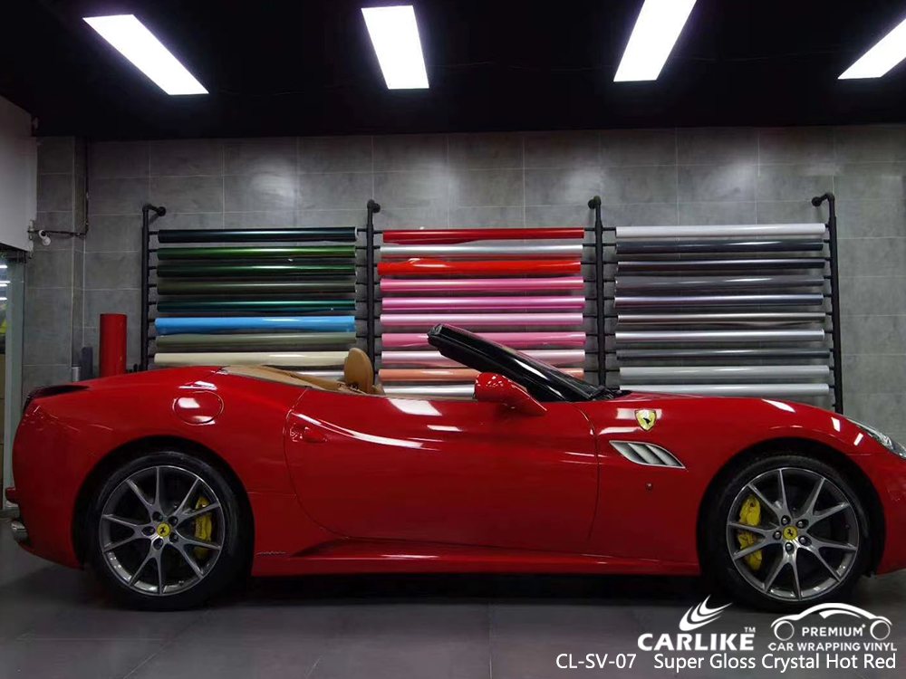 CL-SV-07 super gloss crystal hot red vinyl wrap for FERRARI Rio Grande do Sul Brazil