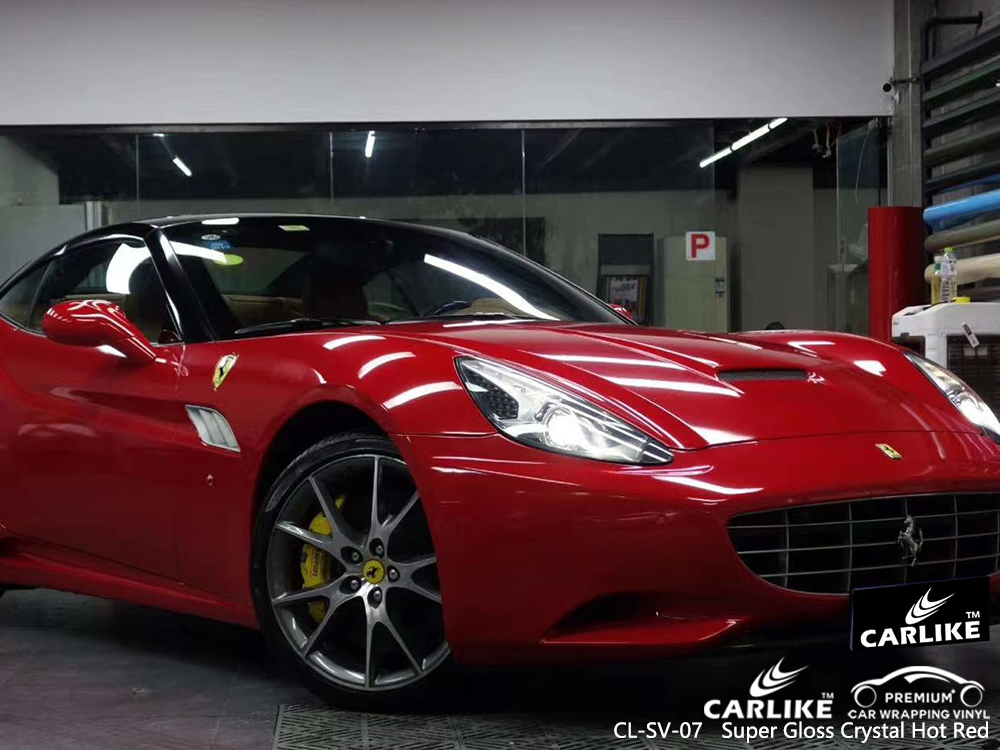 CL-SV-07 super gloss crystal hot red vinyl wrap for FERRARI Rio Grande do Sul Brazil