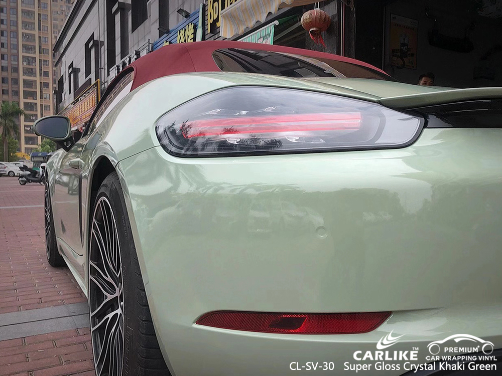 CL-SV-30 super gloss crystal khaki green wrap vinyl for PORSCHE Maranhao Brazil