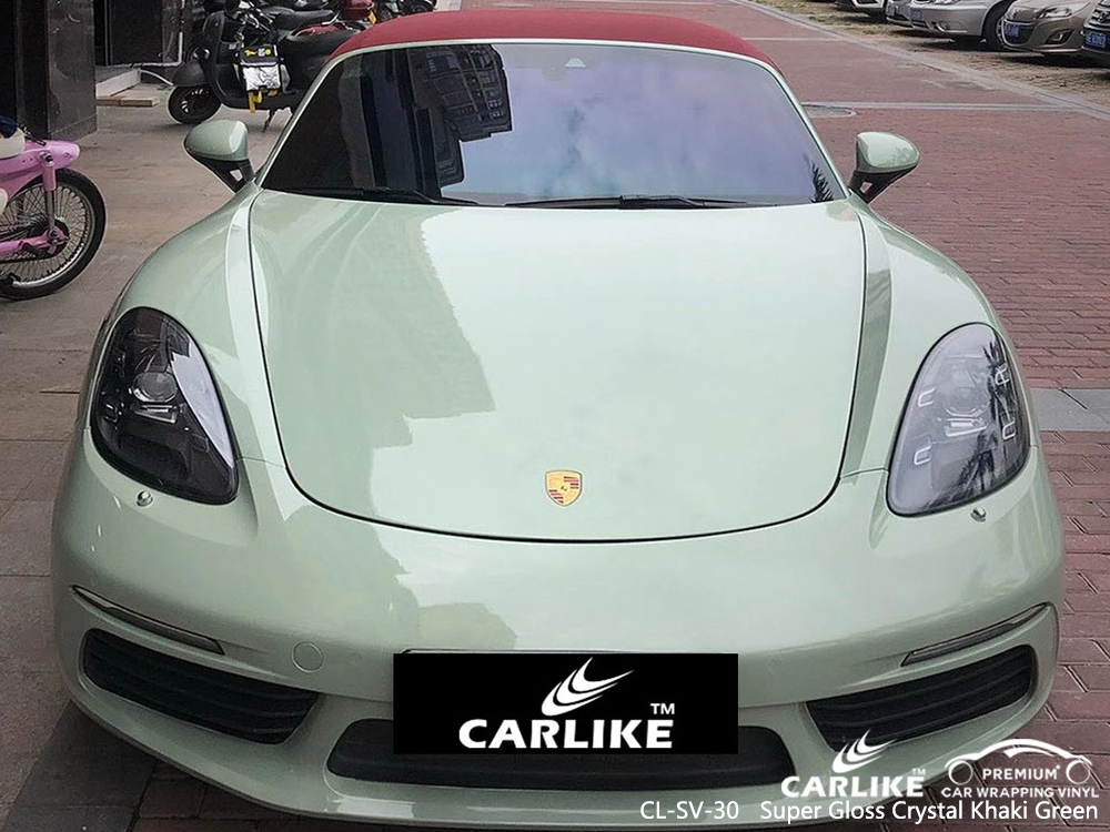 CL-SV-30 super gloss crystal khaki green wrap vinyl for PORSCHE Maranhao Brazil