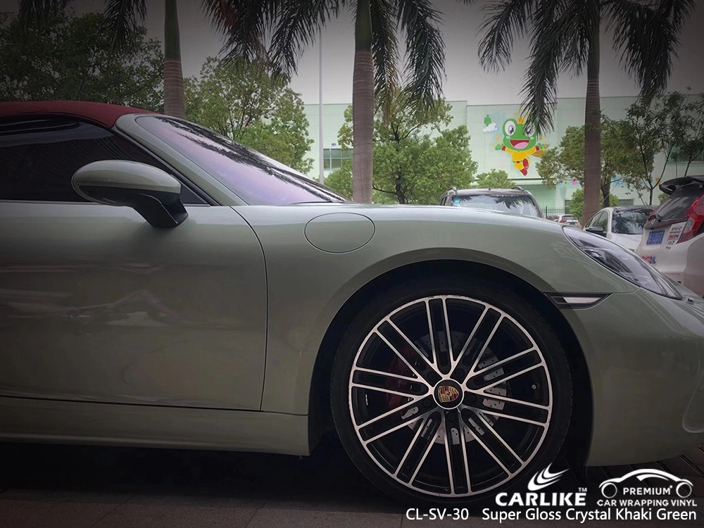CL-SV-30 super gloss crystal khaki green wrap vinyl for PORSCHE Maranhao Brazil