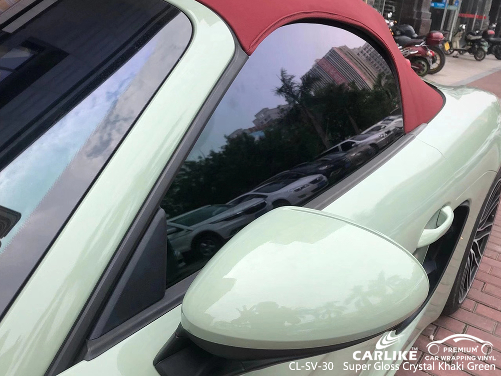 CL-SV-30 super gloss crystal khaki green wrap vinyl for PORSCHE Maranhao Brazil