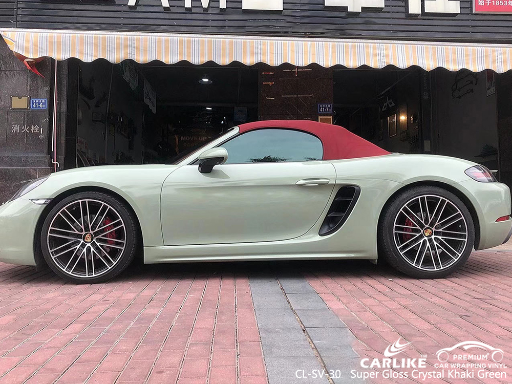 CL-SV-30 super gloss crystal khaki green wrap vinyl for PORSCHE Maranhao Brazil