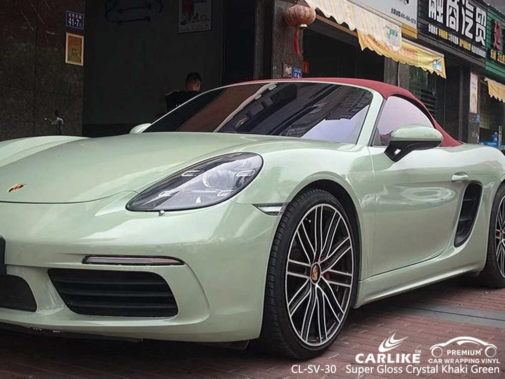 CL-SV-30 super gloss crystal khaki green wrap vinyl for PORSCHE Maranhao Brazil
