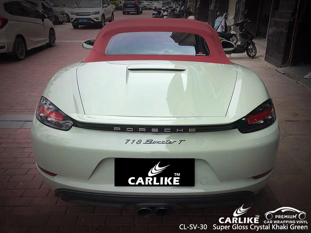 CL-SV-30 super gloss crystal khaki green wrap vinyl for PORSCHE Maranhao Brazil