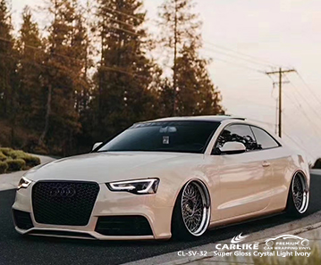CL-SV-32 super gloss crystal light ivory car wrap film for AUDI