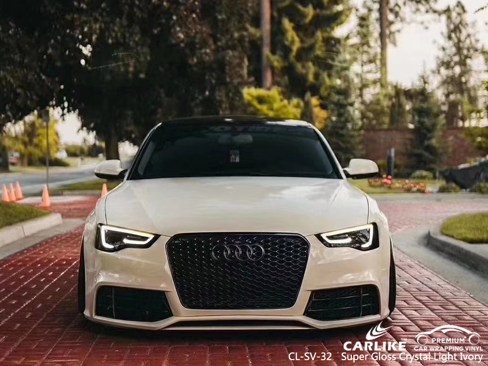 CL-SV-32 super gloss crystal light ivory car wrap film for AUDI Goias Brazil