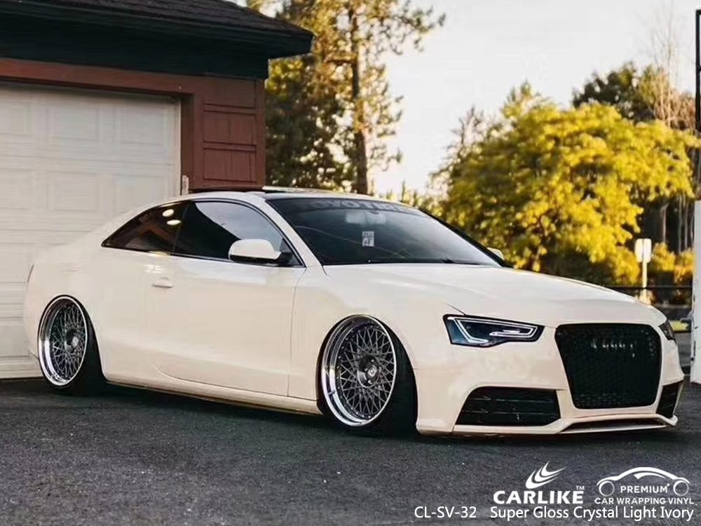CL-SV-32 super gloss crystal light ivory car wrap film for AUDI Goias Brazil