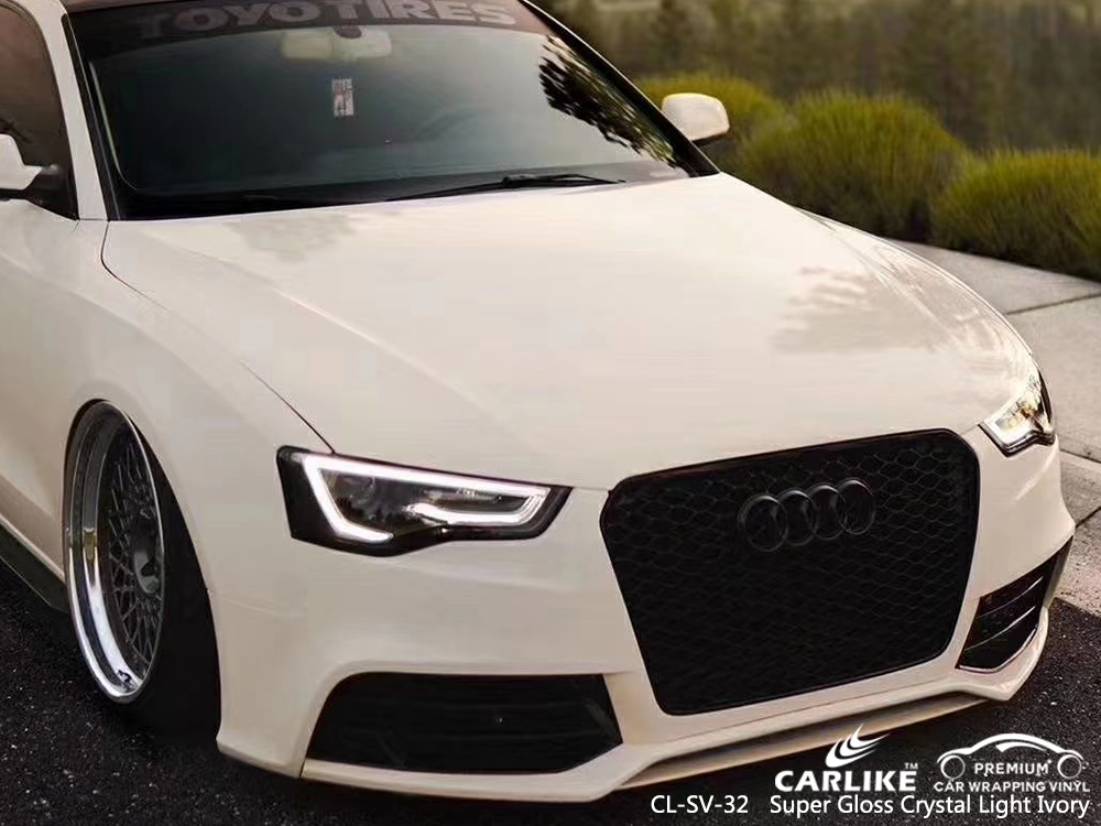 CL-SV-32 super gloss crystal light ivory car wrap film for AUDI Goias Brazil