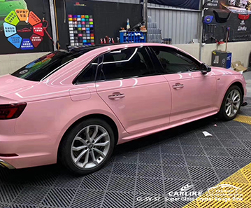 CL-SV-37 super gloss crystal rouge pink body wrap car supplier for AUDI