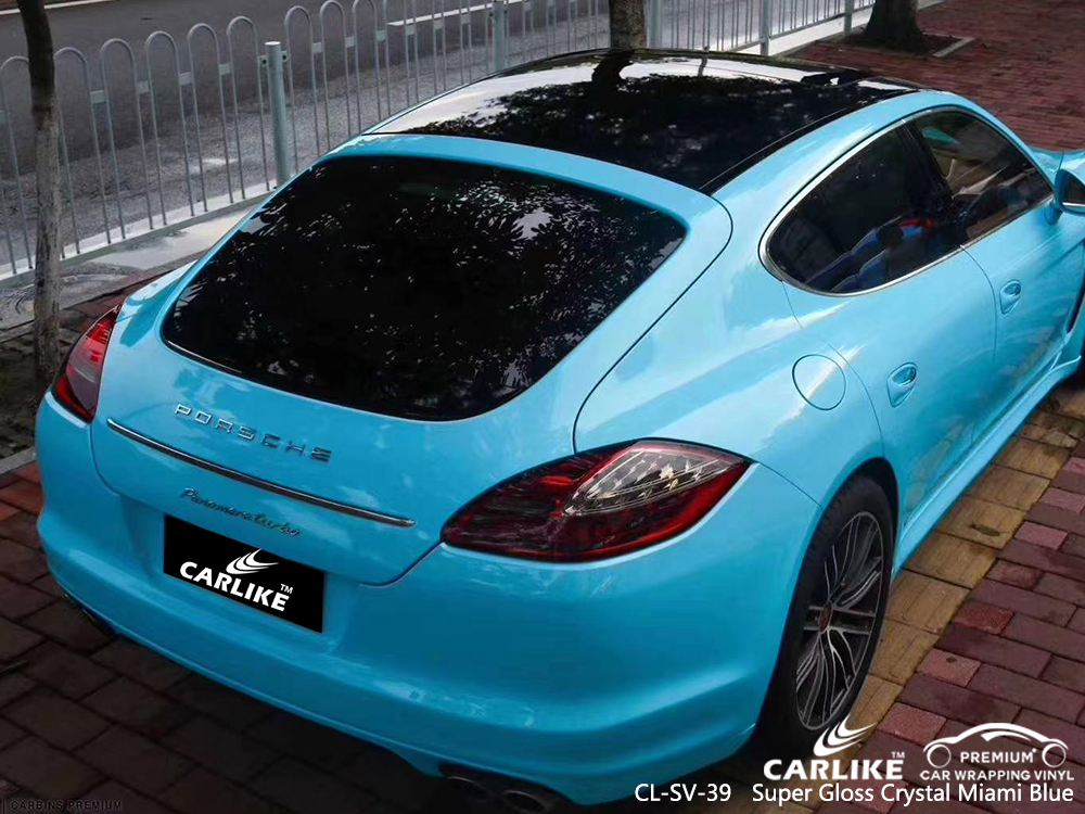 CL-SV-39 super gloss crystal miami blue vinyl wrap for PORSCHE Moscow Russia