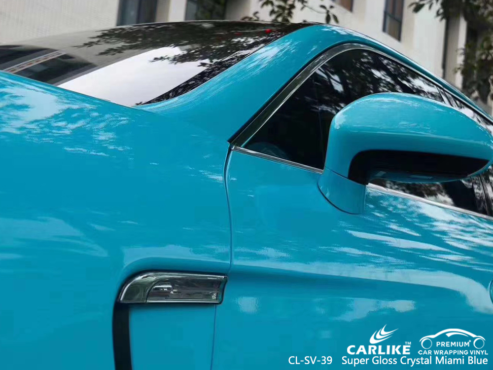 CL-SV-39 super gloss crystal miami blue vinyl wrap for PORSCHE Moscow Russia