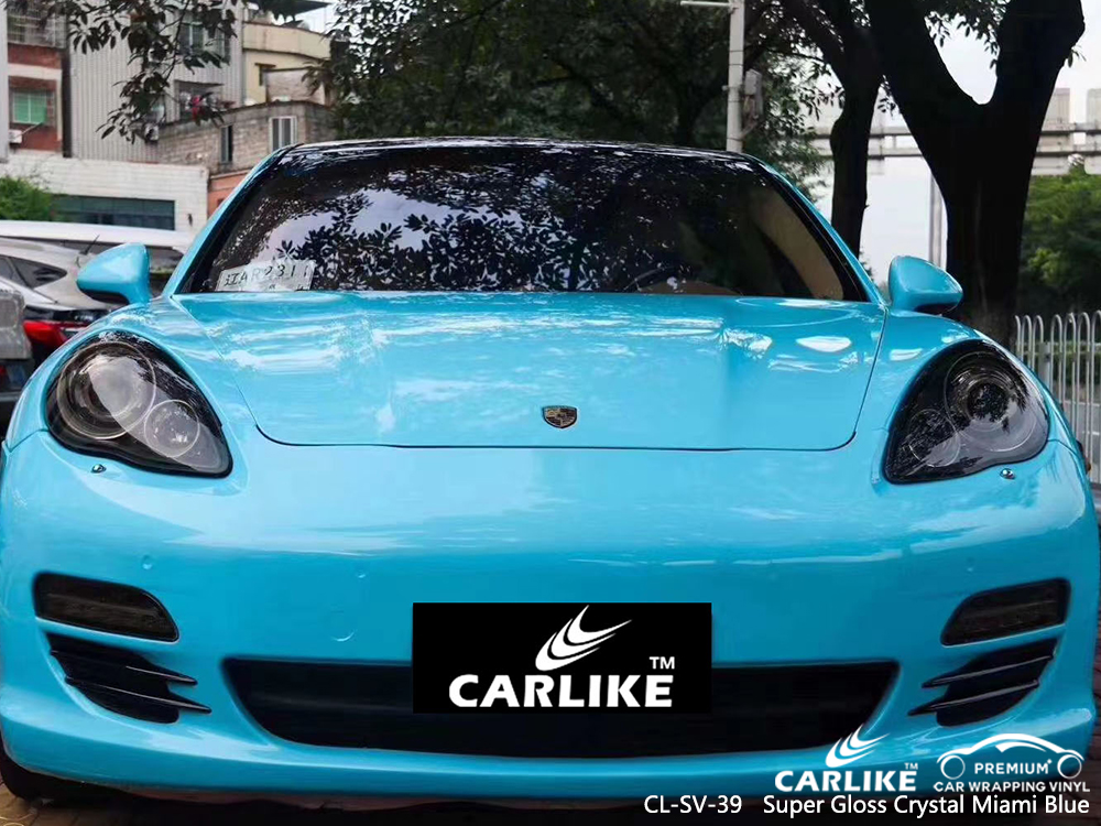 CL-SV-39 super gloss crystal miami blue vinyl wrap for PORSCHE Moscow Russia