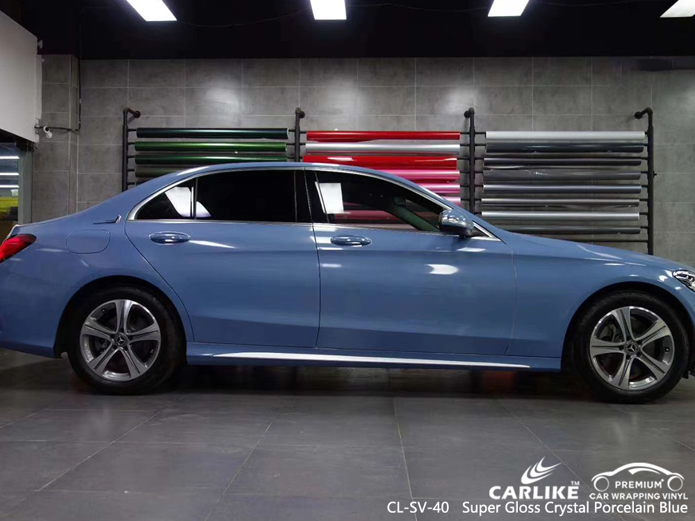 CL-SV-40 super gloss crystal porcelain blue vinyl wrap my car for MERCEDES-BENZ Rio de Janeiro Brazil