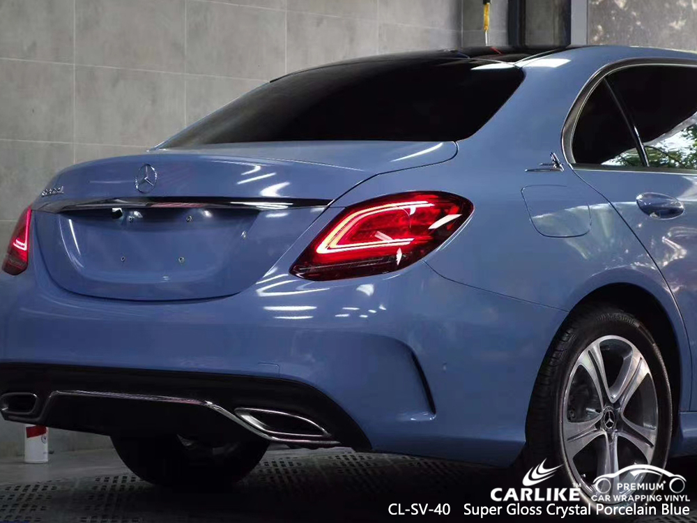 CL-SV-40 super gloss crystal porcelain blue vinyl wrap my car for MERCEDES-BENZ Rio de Janeiro Brazil