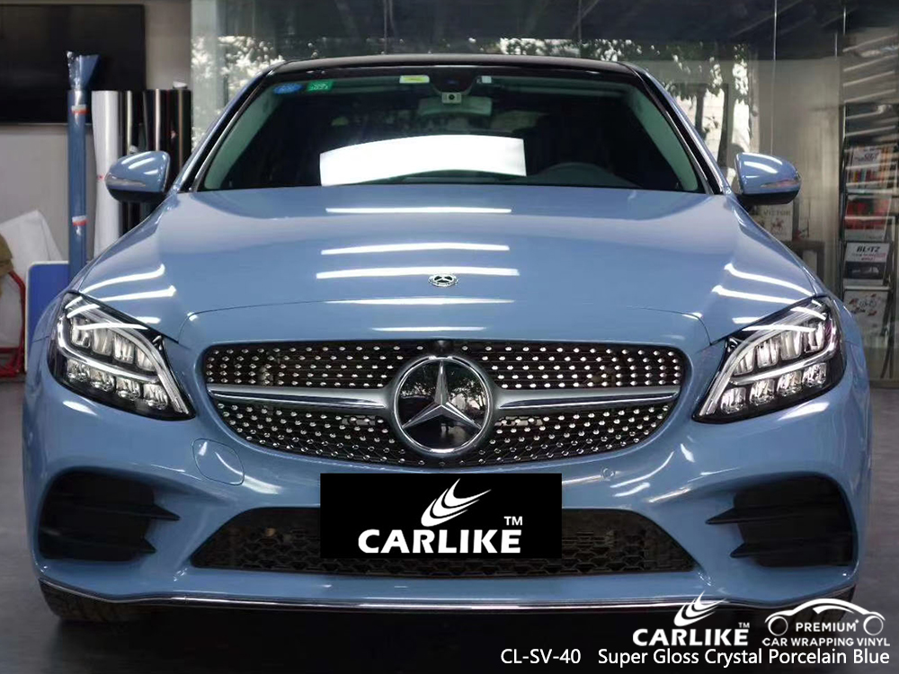 CL-SV-40 super gloss crystal porcelain blue vinyl wrap my car for MERCEDES-BENZ Rio de Janeiro Brazil