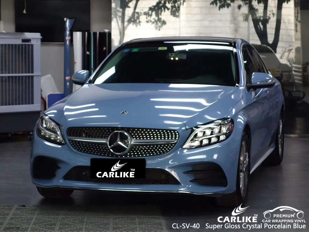 CL-SV-40 super gloss crystal porcelain blue vinyl wrap my car for MERCEDES-BENZ Rio de Janeiro Brazil