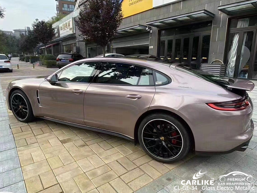 CL-GE-34 gloss electro metallic vinyl wrapping for PORSCHE Limburg Netherlands