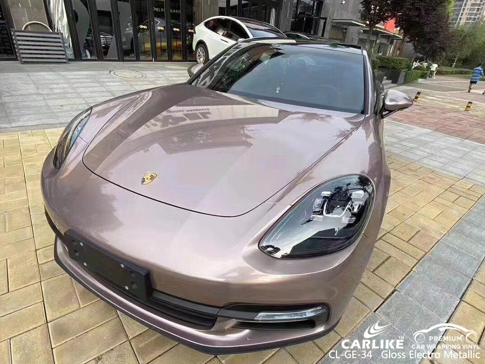 CL-GE-34 gloss electro metallic vinyl wrapping for PORSCHE Limburg Netherlands