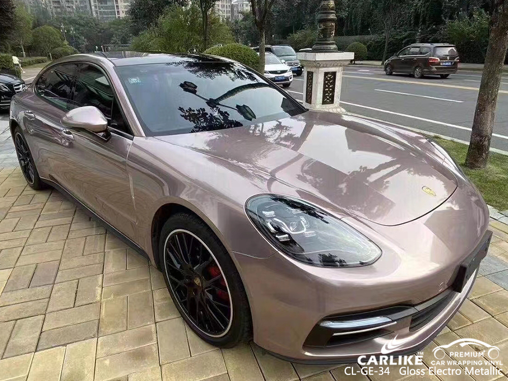 CL-GE-34 gloss electro metallic vinyl wrapping for PORSCHE Limburg Netherlands