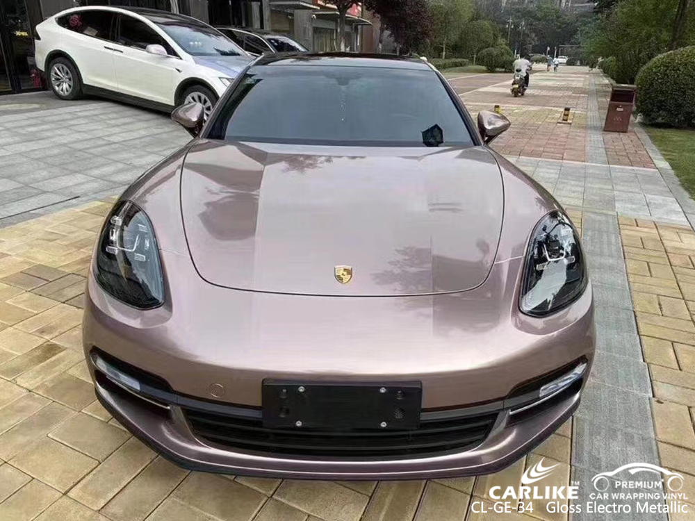 CL-GE-34 gloss electro metallic vinyl wrapping for PORSCHE Limburg Netherlands