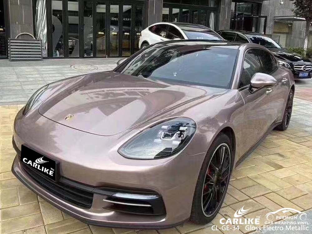 CL-GE-34 gloss electro metallic vinyl wrapping for PORSCHE Limburg Netherlands