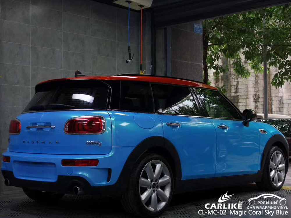 CL-MC-02 magic coral sky blue vinyl films for MINI Gelderland Netherlands