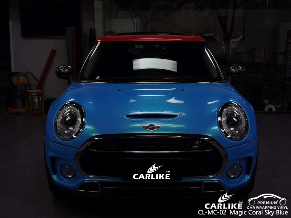 CL-MC-02 magic coral sky blue vinyl films for MINI Gelderland Netherlands