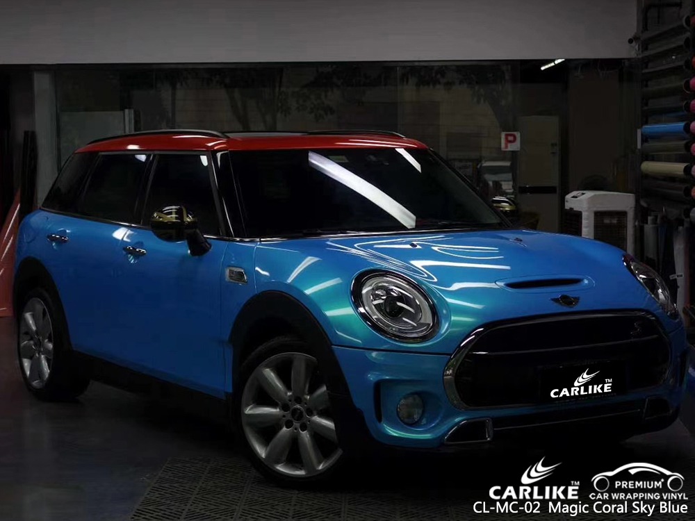 CL-MC-02 magic coral sky blue vinyl films for MINI Gelderland Netherlands