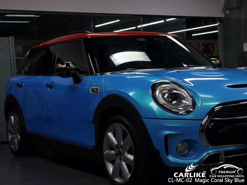CL-MC-02 magic coral sky blue vinyl films for MINI Gelderland Netherlands