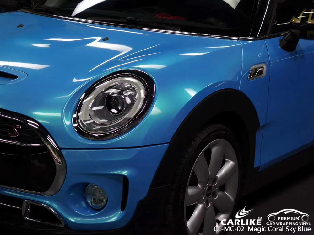 CL-MC-02 magic coral sky blue vinyl films for MINI Gelderland Netherlands