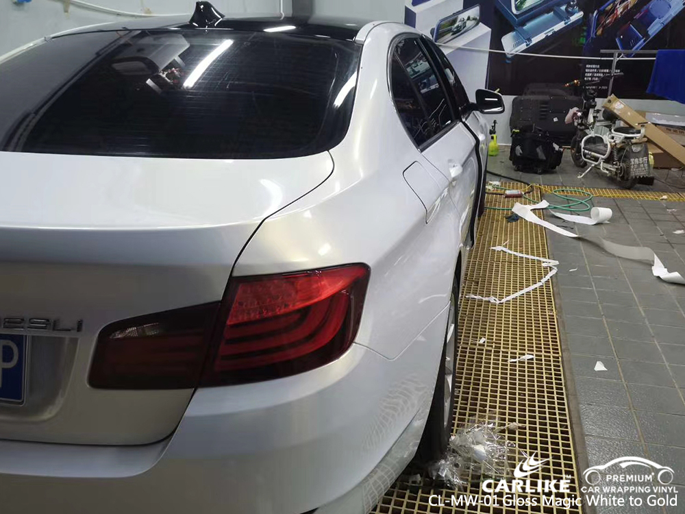 CL-MW-01 gloss magic white to gold vinyl wrap for BMW Colorado United States