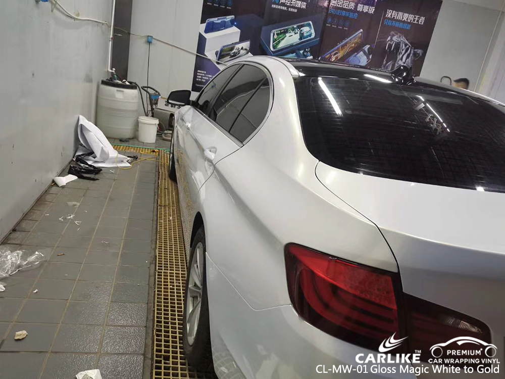 CL-MW-01 gloss magic white to gold vinyl wrap for BMW Colorado United States