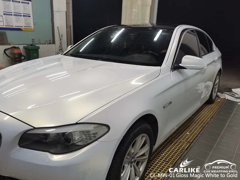 CL-MW-01 gloss magic white to gold vinyl wrap for BMW Colorado United States