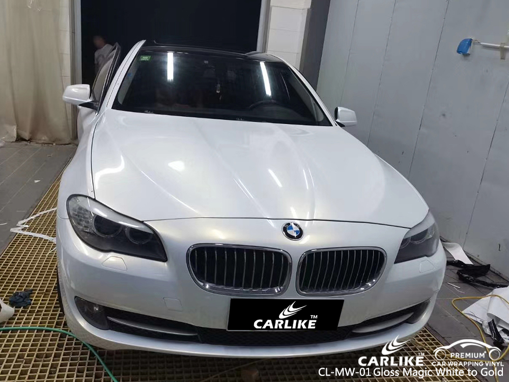 CL-MW-01 gloss magic white to gold vinyl wrap for BMW Colorado United States