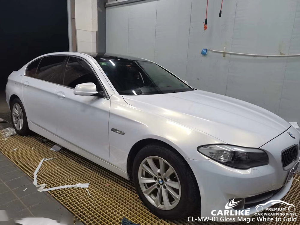 CL-MW-01 gloss magic white to gold vinyl wrap for BMW Colorado United States