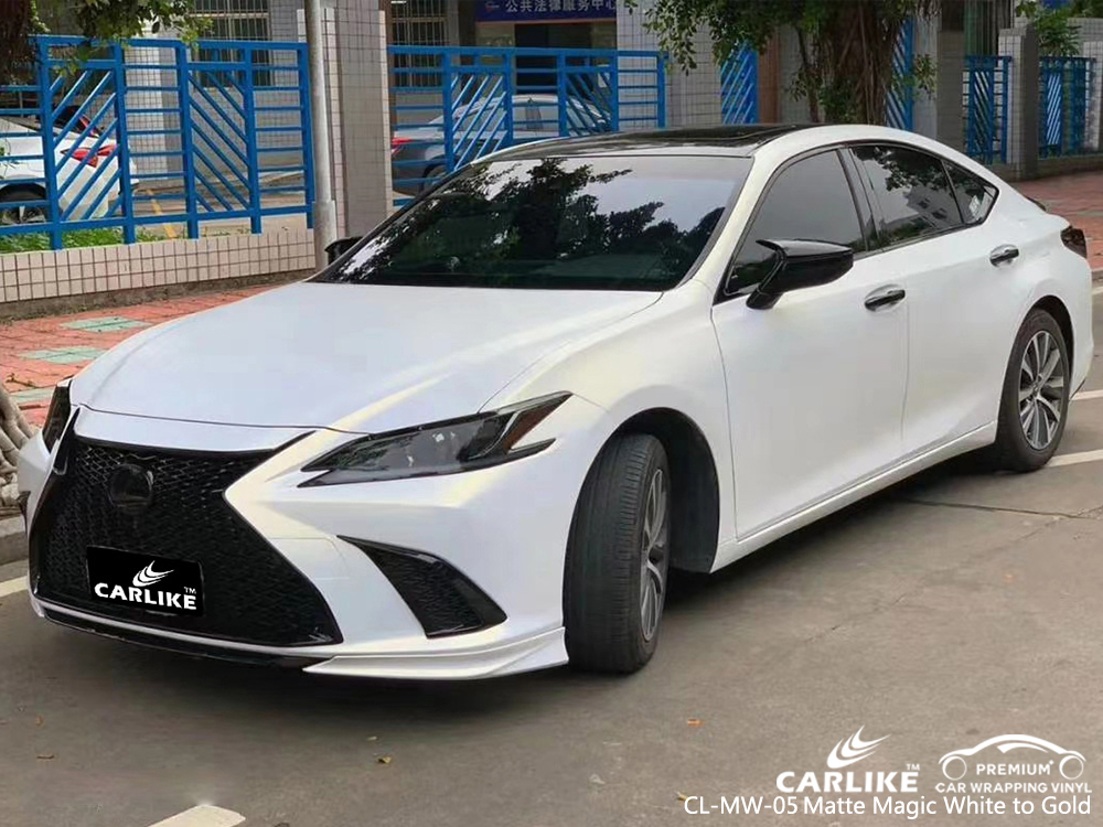 CL-MW-05 matte magic white to gold body wrap car supplier for LEXUS Overijssel Netherlands