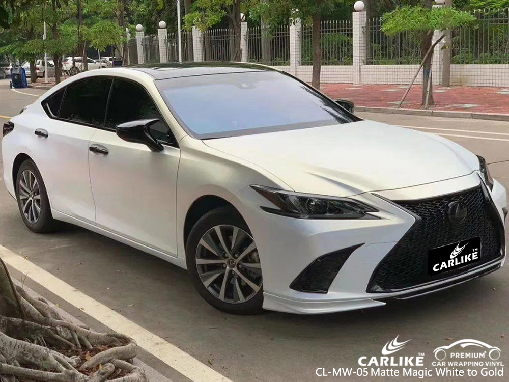 CL-MW-05 matte magic white to gold body wrap car supplier for LEXUS Overijssel Netherlands